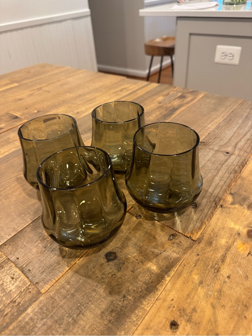 Anthropologie Cybelle Stemless Wineglasses Olive 4 - Picture 4 of 6